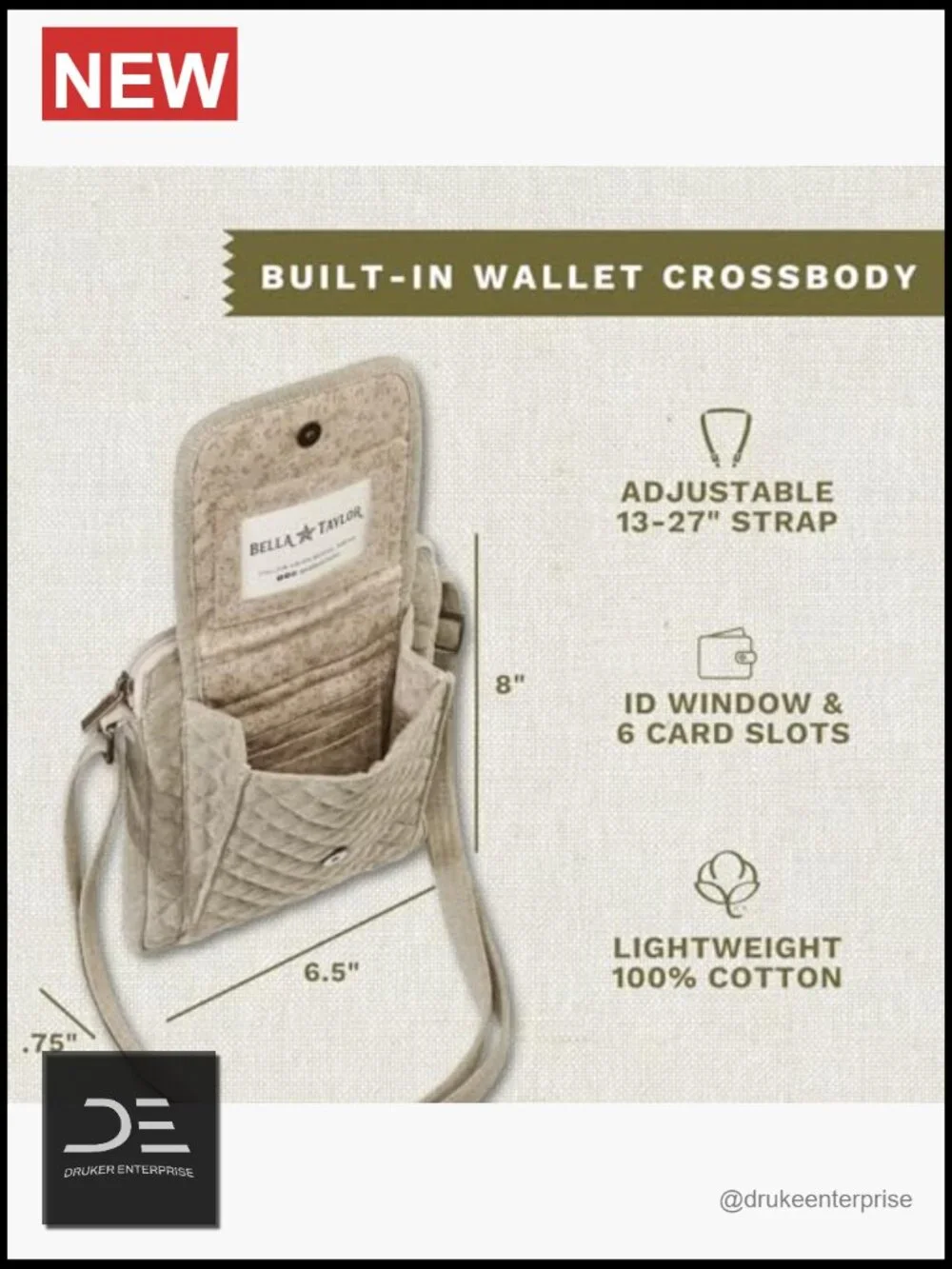 Mini Crossbody Purse with Built In Wallet - Picture 3 of 6